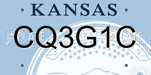 CQ3G1C Kansas License Plate