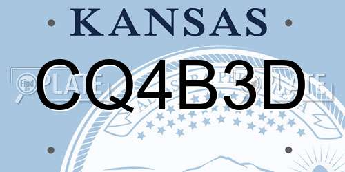 CQ4B3D Kansas License Plate