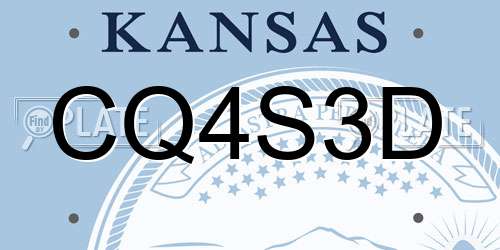CQ4S3D Kansas License Plate
