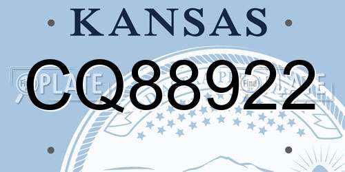 CQ88922 Kansas License Plate