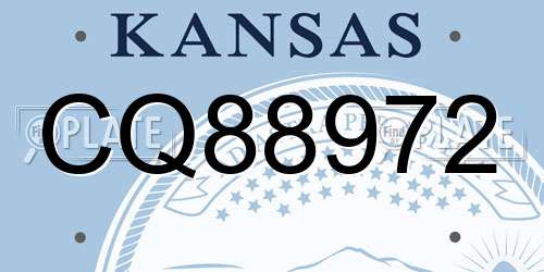 CQ88972 Kansas License Plate