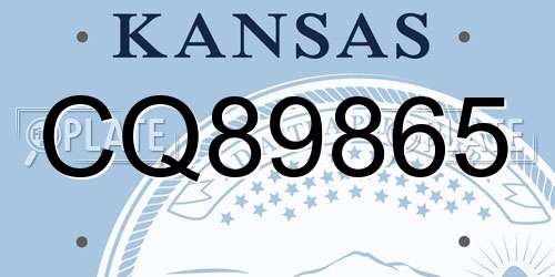 CQ89865 Kansas License Plate