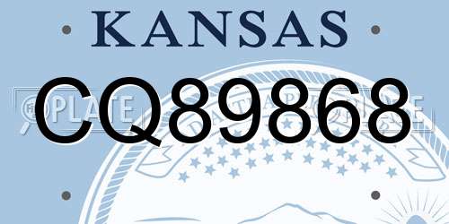 CQ89868 Kansas License Plate