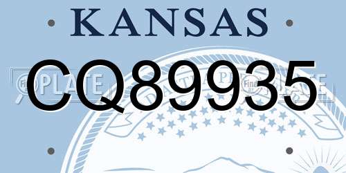 CQ89935 Kansas License Plate