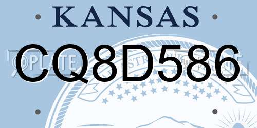 CQ8D586 Kansas License Plate
