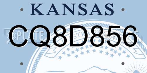 CQ8D856 Kansas License Plate