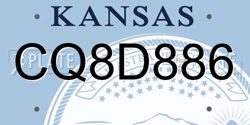 CQ8D886 Kansas License Plate