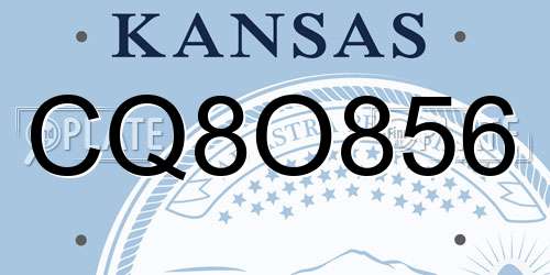 CQ8O856 Kansas License Plate