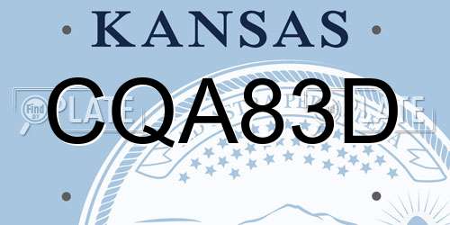 CQA83D Kansas License Plate