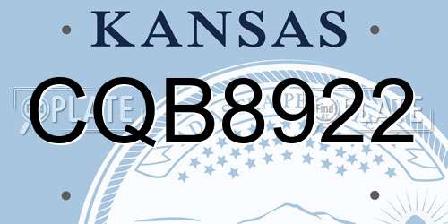 CQB8922 Kansas License Plate