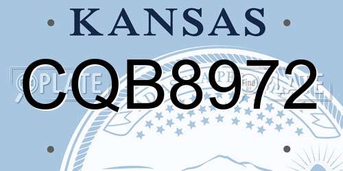 CQB8972 Kansas License Plate