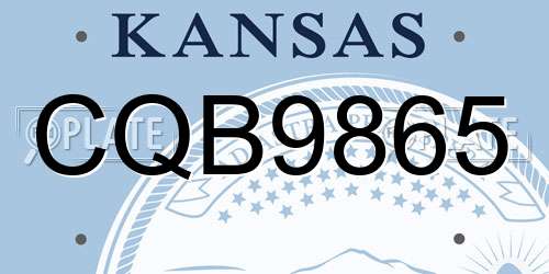 CQB9865 Kansas License Plate