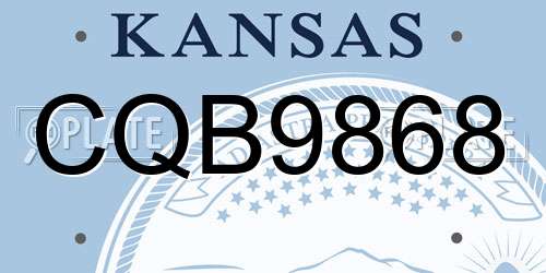 CQB9868 Kansas License Plate