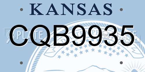 CQB9935 Kansas License Plate