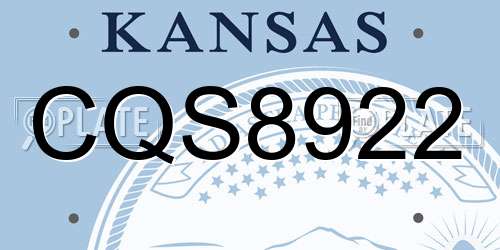 CQS8922 Kansas License Plate