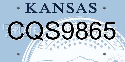 CQS9865 Kansas License Plate