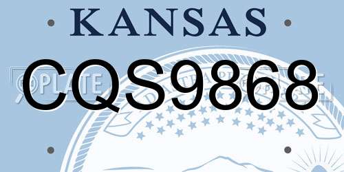 CQS9868 Kansas License Plate