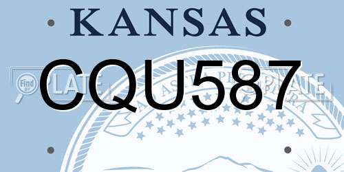 CQU587 Kansas License Plate