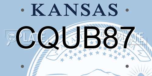 CQUB87 Kansas License Plate