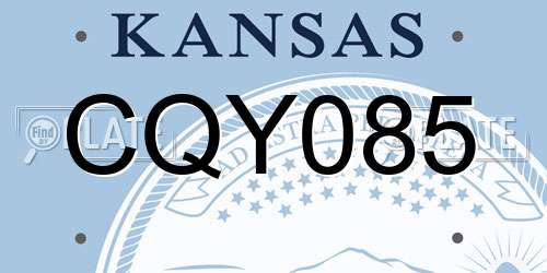 CQY085 Kansas License Plate
