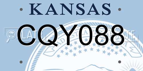 CQY088 Kansas License Plate
