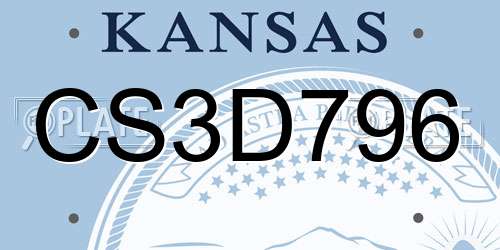 CS3D796 Kansas License Plate