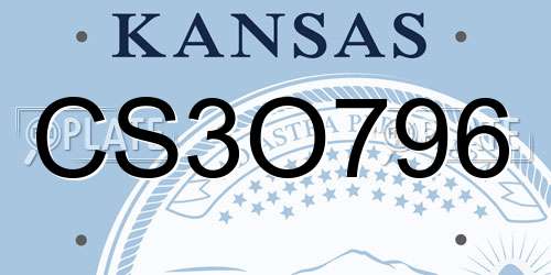 CS3O796 Kansas License Plate