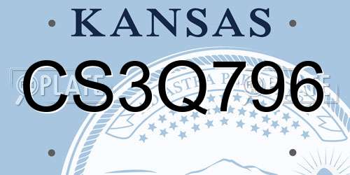 CS3Q796 Kansas License Plate