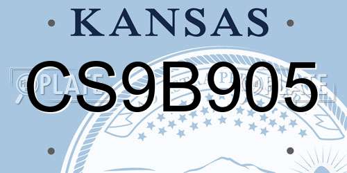 CS9B905 Kansas License Plate