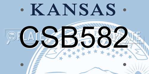 CSB582 Kansas License Plate