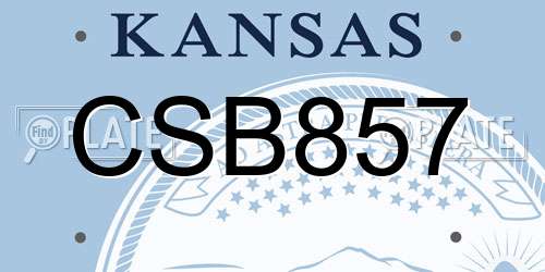 CSB857 Kansas License Plate