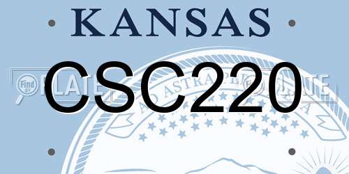 CSC220 Kansas License Plate