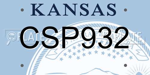 CSP932 Kansas License Plate