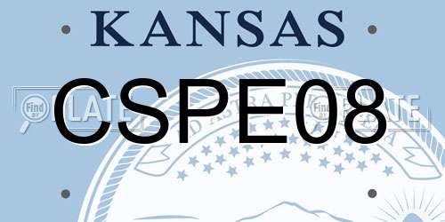 CSPE08 Kansas License Plate
