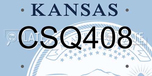 CSQ408 Kansas License Plate