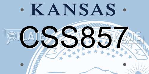 CSS857 Kansas License Plate