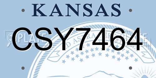 CSY7464 Kansas License Plate