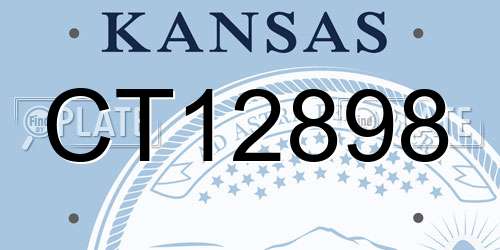 CT12898 Kansas License Plate