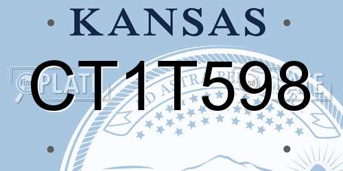 CT1T598 Kansas License Plate