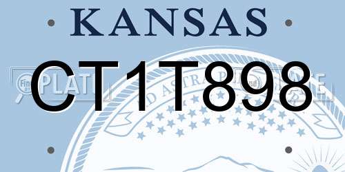 CT1T898 Kansas License Plate