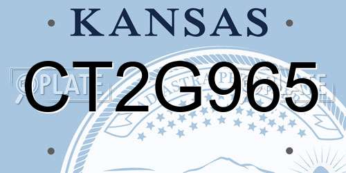 CT2G965 Kansas License Plate