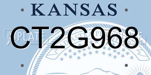CT2G968 Kansas License Plate