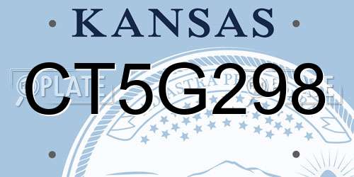 CT5G298 Kansas License Plate