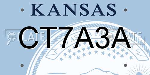 CT7A3A Kansas License Plate