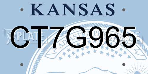 CT7G965 Kansas License Plate