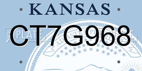 CT7G968 Kansas License Plate