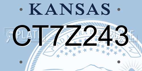 CT7Z243 Kansas License Plate