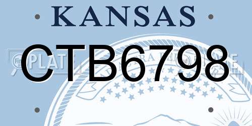 CTB6798 Kansas License Plate