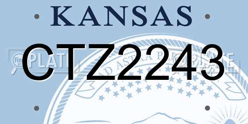 CTZ2243 Kansas License Plate