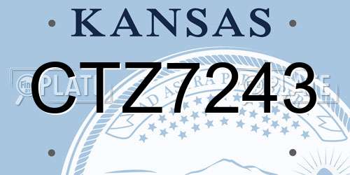 CTZ7243 Kansas License Plate